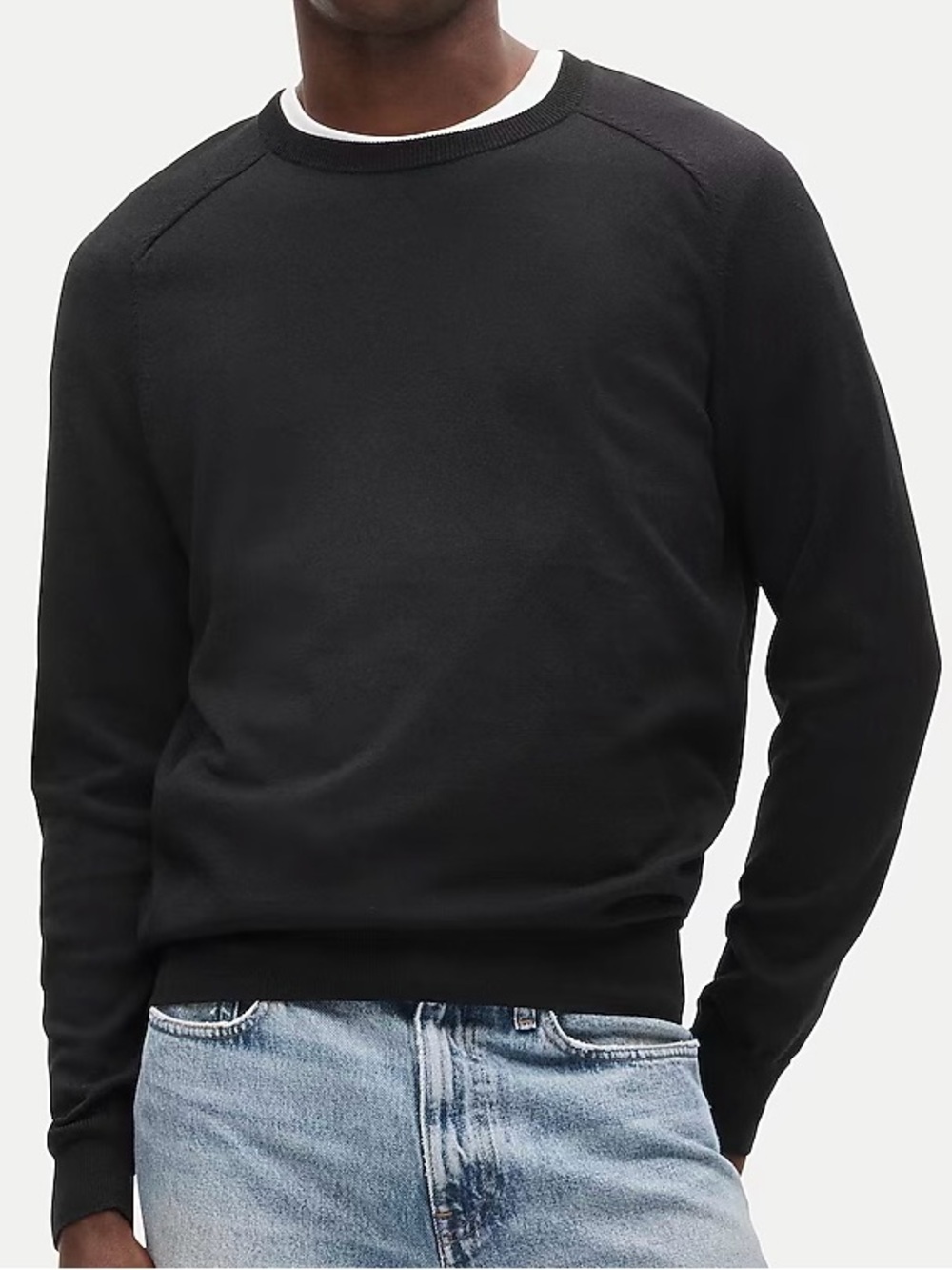 J. CREW Black 100% Cashmere Sweater Crewneck Solid Men’s Large Soft Classic NEW